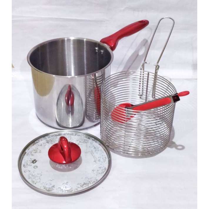 Deep Fryer 20Cm Panci Serbaguna Stainless Steel Bisa untuk Goreng Maupun Rebus