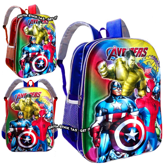 Tas sekolah Anak karakter Avengers Captain America Iron Man Thor Hulk 3D