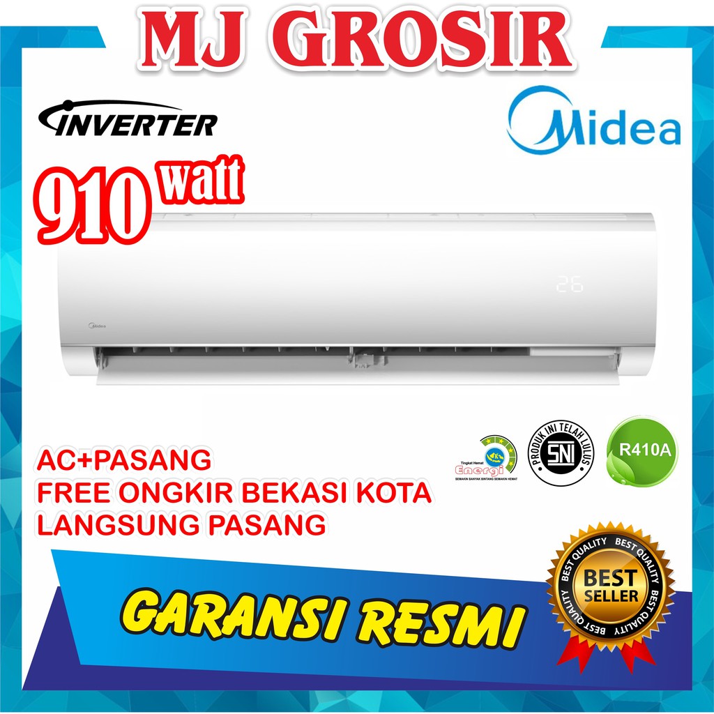 AC MIDEA MSIG 09 CRDN1 1 PK + PASANG R410 LOW WATT 910 W INVERTER