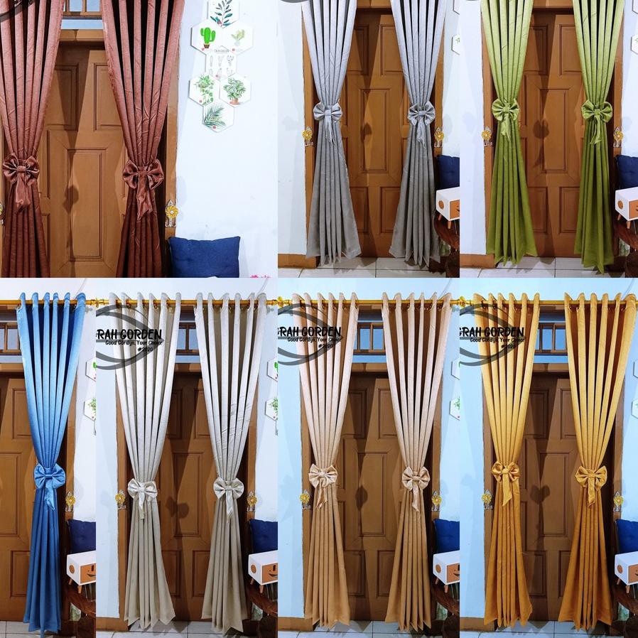 BigSale Anugrah Gorden Blackout Polos Tali Pita Ring Gold L140 x T200 Kain Glosy Import Murah Grad