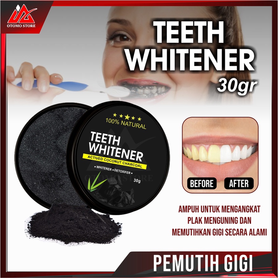 TEETH WHITENER Pemutih Gigi Original Whitening Charcoal Powder Activated 100% Natural