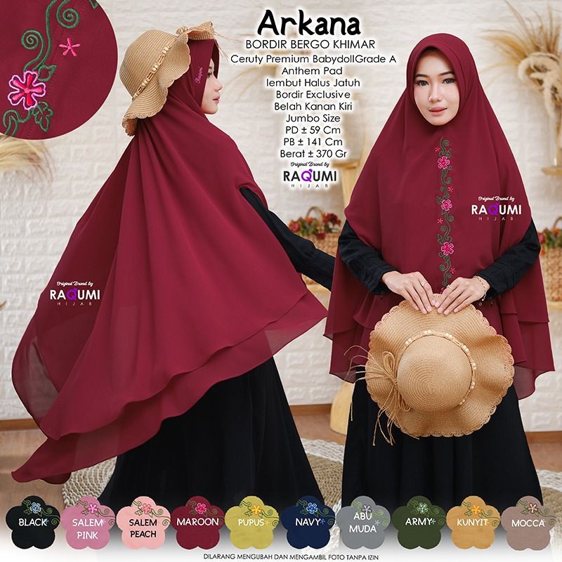 ARKANA ORIGINAL RAQUMI HIJAB | NEW RAQUMI | KHIMAR RAQUMI | KHIMAR JUMBO | KHIMAR RAQUMI JUMBO