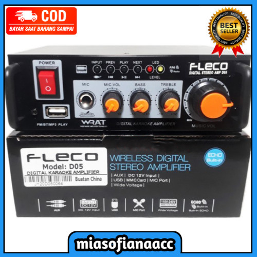 (COD) AMPLIFIER FLECO FLECO D05 WIRELESS DIGITAL KARAOKE STEREO POWER BASS &amp; TREBLE