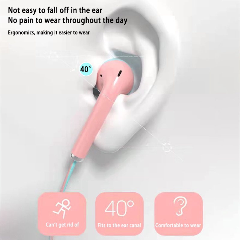 Fashion Headset Kabel,In-Ear Blok Warna Baru,Headset Stereo Dengan Mikrofon