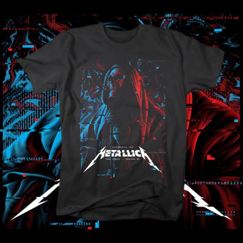 kaos baju METALLICA band logo BIRU MERAH vintage music musisi metal rock havy metal BEST SELLER musi