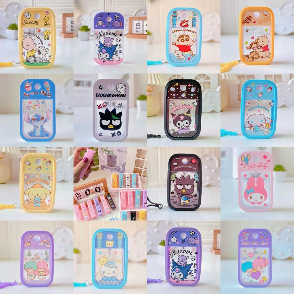 Botol Spray Hand Sanitizer Perfume Karakter Lucu Kuromi Little Twin Star My Melody Cinnamoroll Hello Kitty Pompompurin Sinchan Duffy Batzmaru Snoopy Pooh