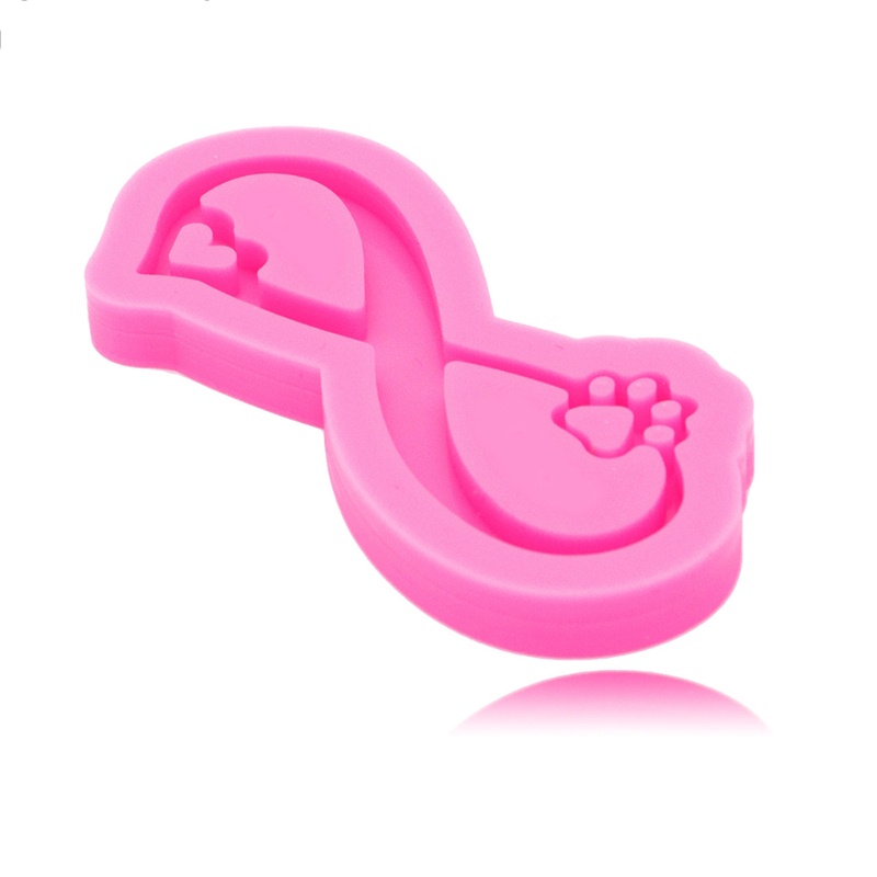 SIY  Love Ribbon Bear Paw Keychain Epoxy Resin Mold Necklace Pendant Silicone Mould DIY Crafts Jewelry Casting Tool