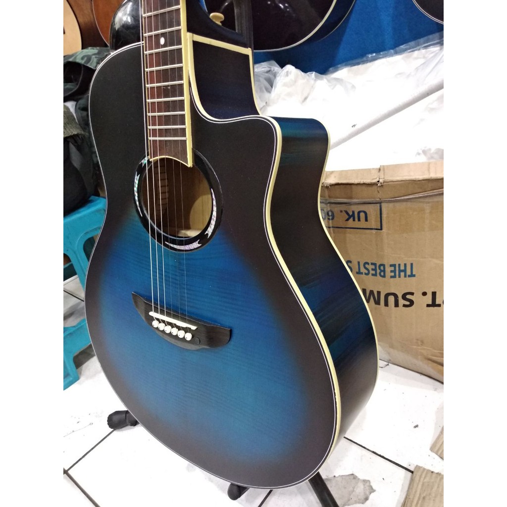 Gitar Akustik Merk Yamaha Tipe APX 500 Warna Sunburst Biru Trusrod Murah Jakarta