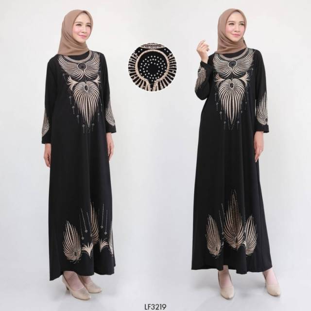 BLACK ABAYA MUSLIM ALL SIZE Busana Muslim Terbaru Sesuai Gambar