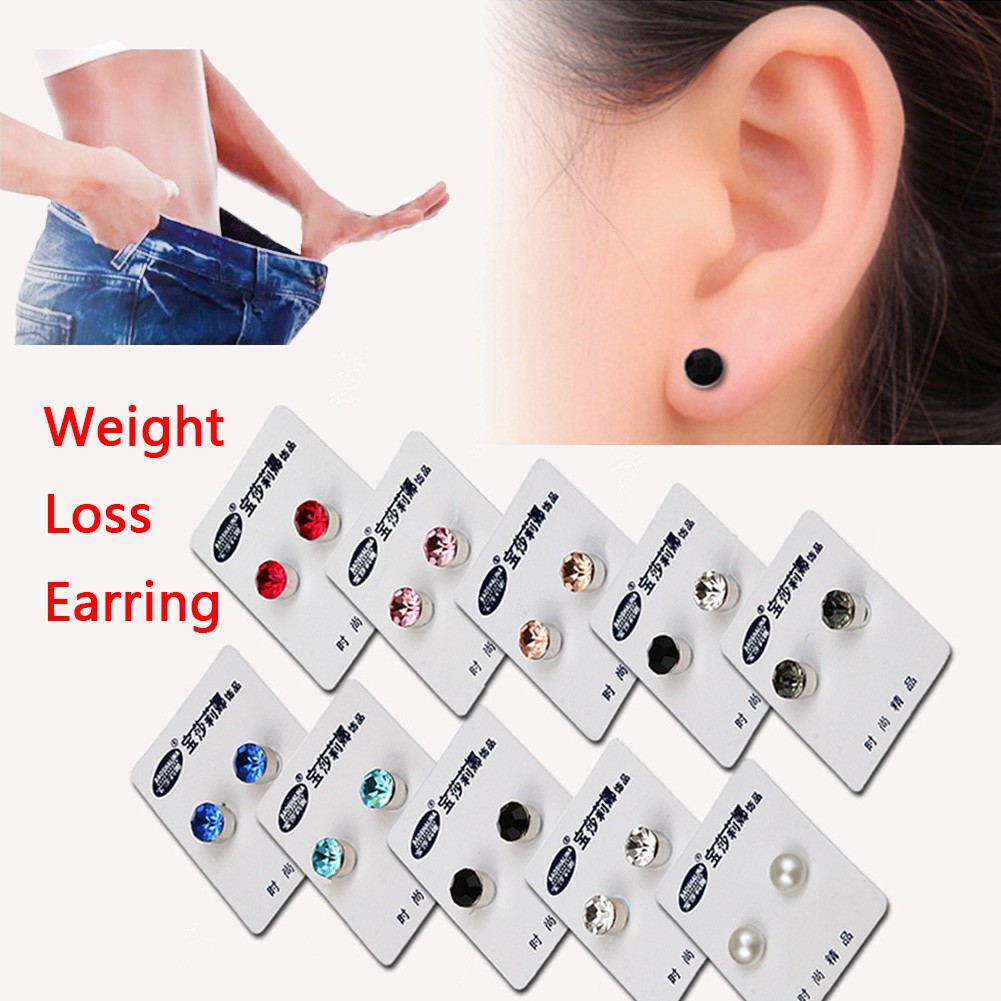 1 Pasang Anting Stud Magnetik Kristal Berlian Imitasi Ukuran 6mm Untuk Terapi Kesehatan Penurunan Berat Badan