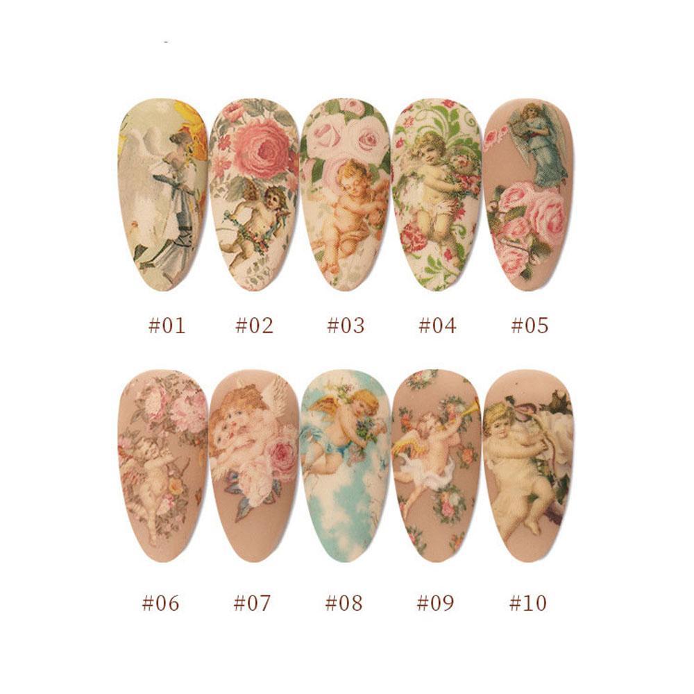 Mxbeauty Stiker Kuku Motif Malaikat Cupid / Bunga Untuk Nail Art / Manicure DIY