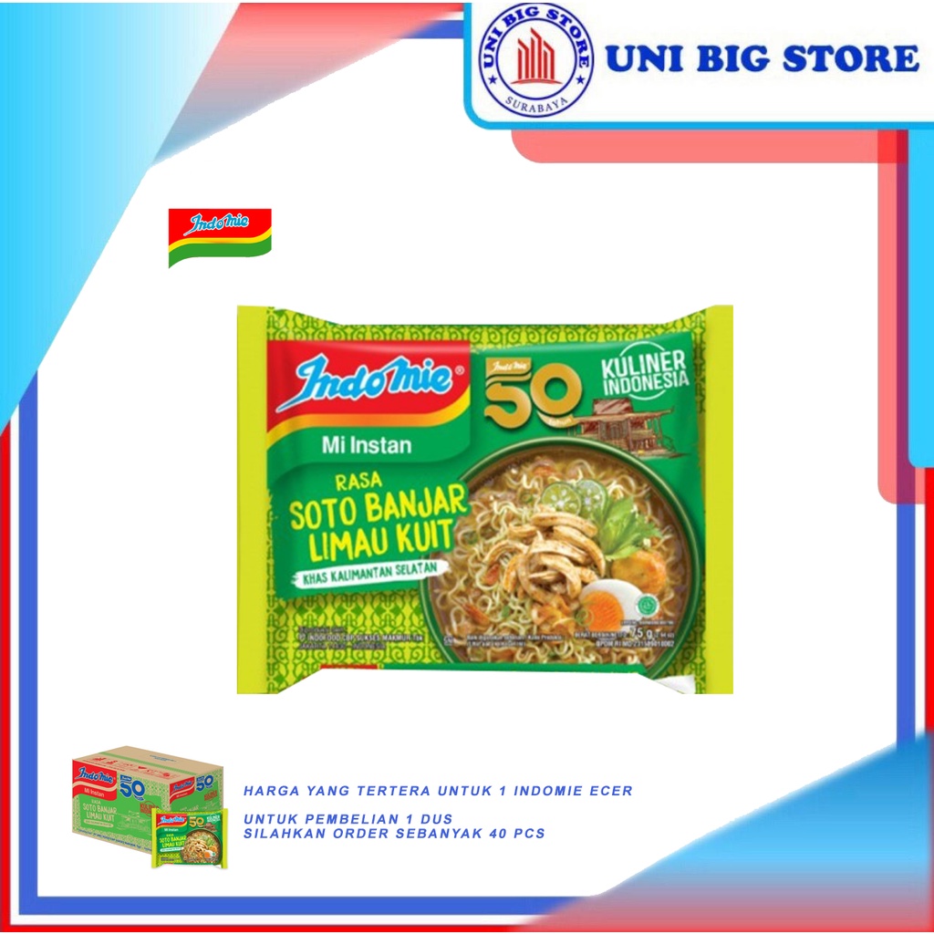 

Indomie Mi Kuah Mie Soto Banjar Limau Kulit 75 gr Instan Noodle