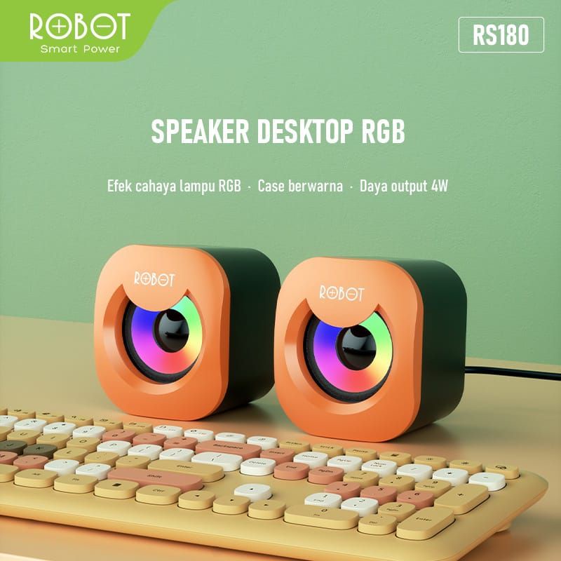 MULTIMEDIA SPEAKER WITH RGB LIGHT FOR COMPUTER / PC ROBOT RS180