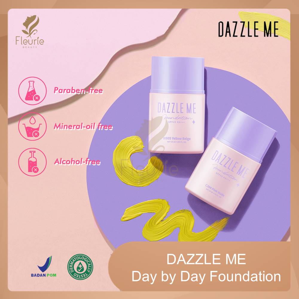 DAZZLE ME Day by Day Foundation SPF25 PA+++ Longlasting 24Jam Natural Matte Finish  - Dazzle Me Foundation Original BPOM