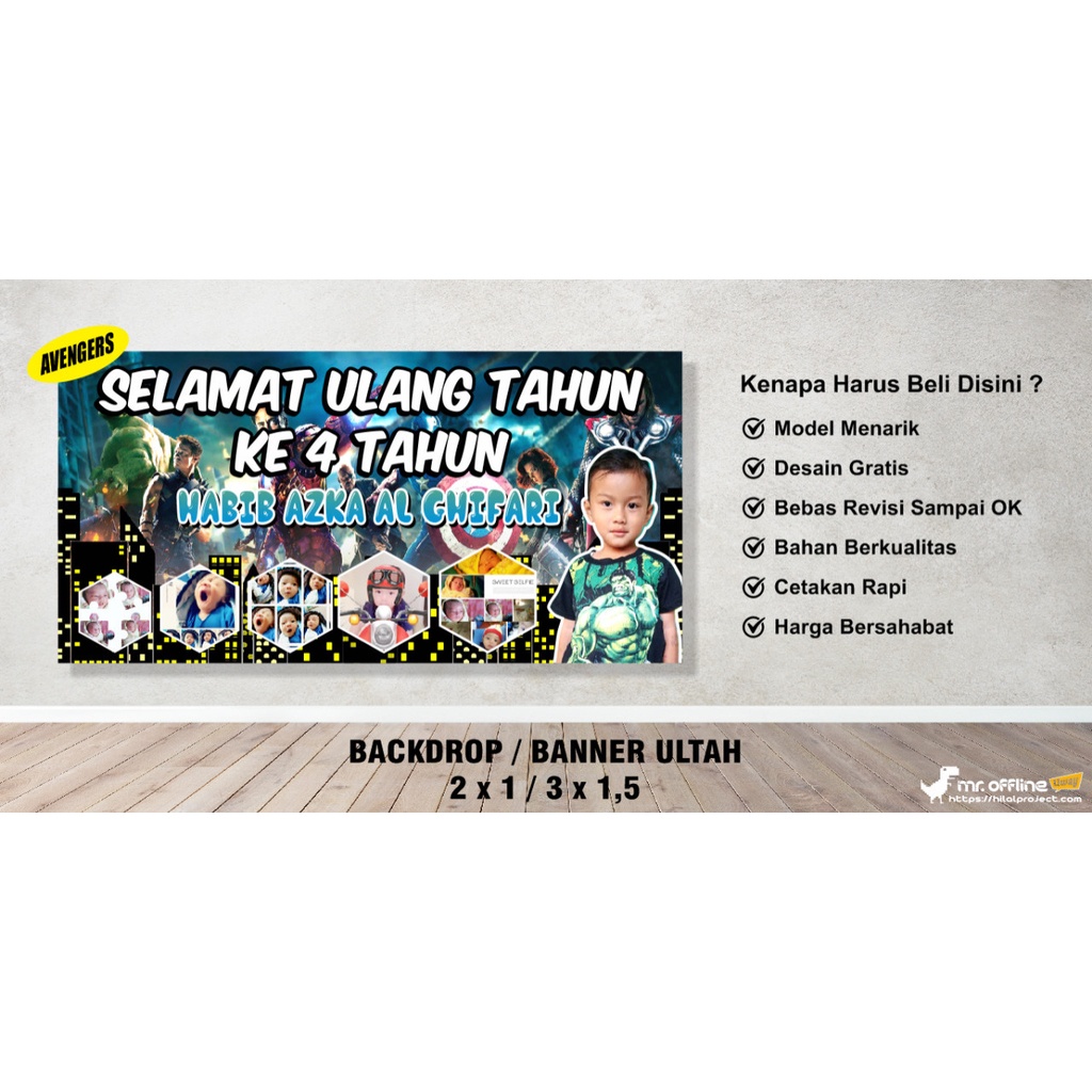 Backdrop / Spanduk / Banner Ulang Tahun Avengers
