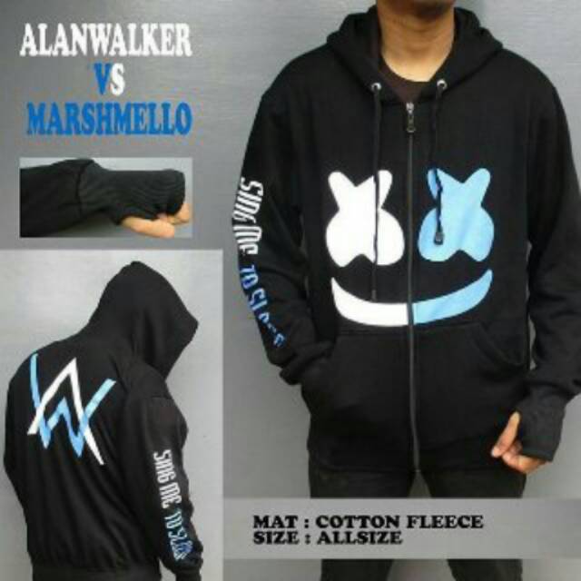 jaket alan walker vs marshmello finger (hitam, navy)