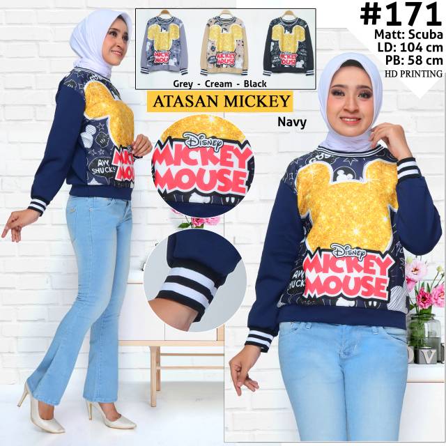 Atasan Wanita Sweater Korea Scuba Printing