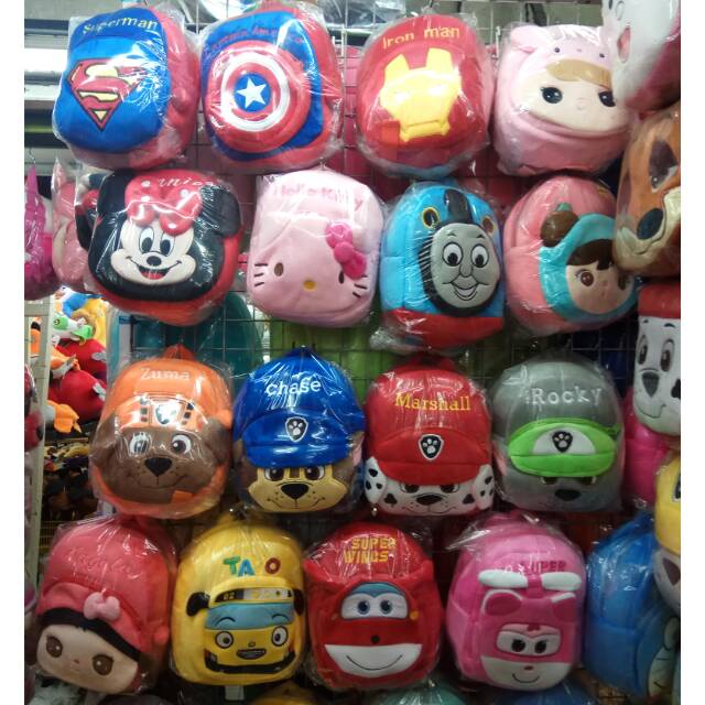 Tas ransel superman kapten ironman angela minnie kitty thomas paw patrol superwing pretty baby kids