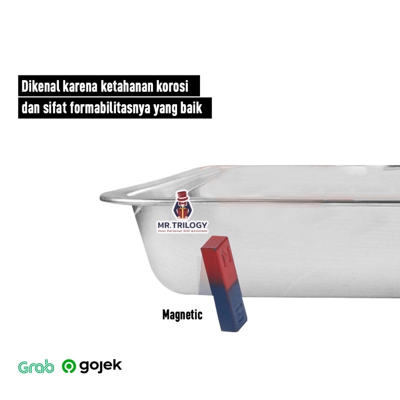 Nampan Stainless Persegi 8203 Tinggi 4.8cm Baking Tray Dapur Anti Karat Alas Rak Piring Makan saji