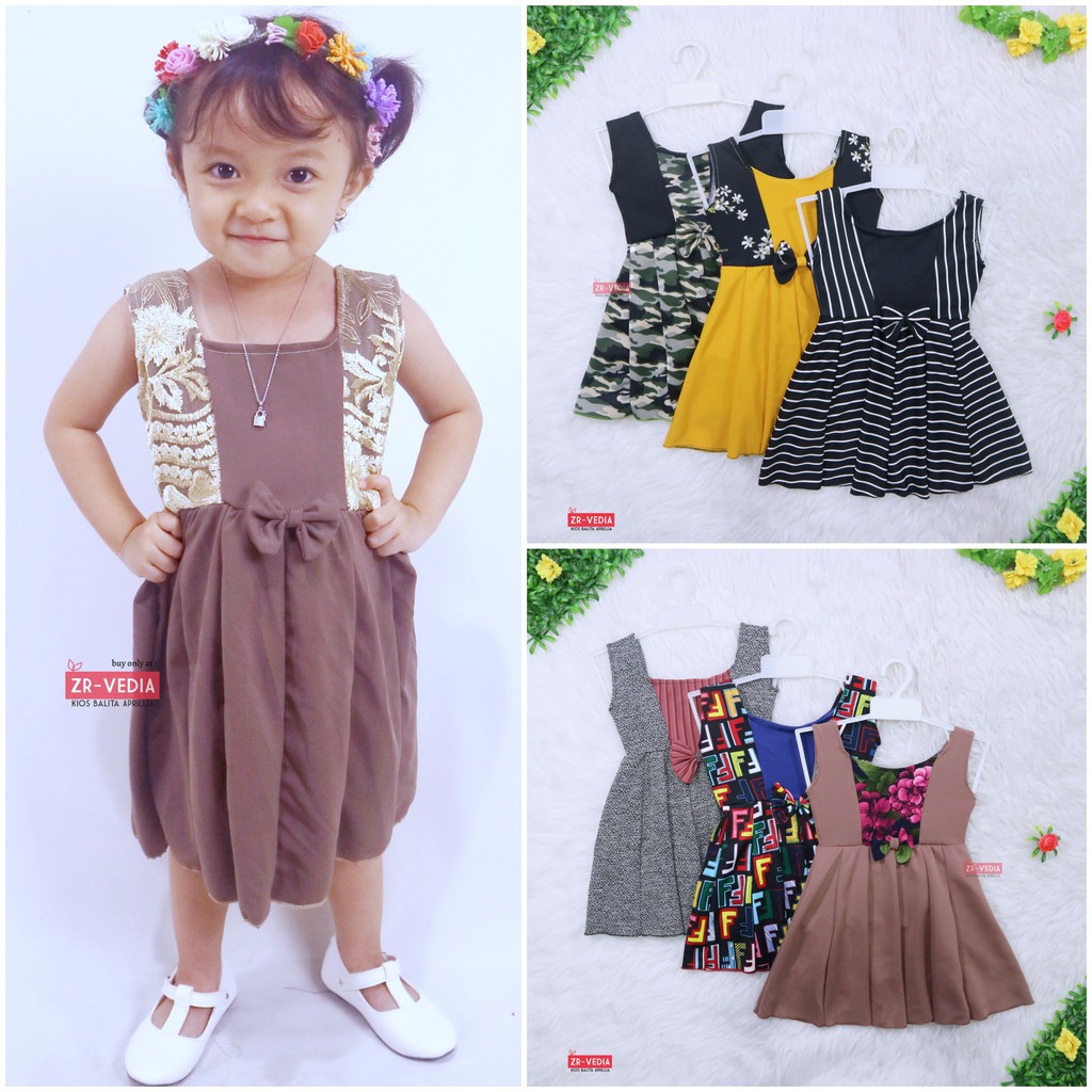 Dress Clairine uk 2-3 Tahun / Baju Anak Perempuan Murah Dres Bunga Yukensi Adem Pakaian Pesta Gaun