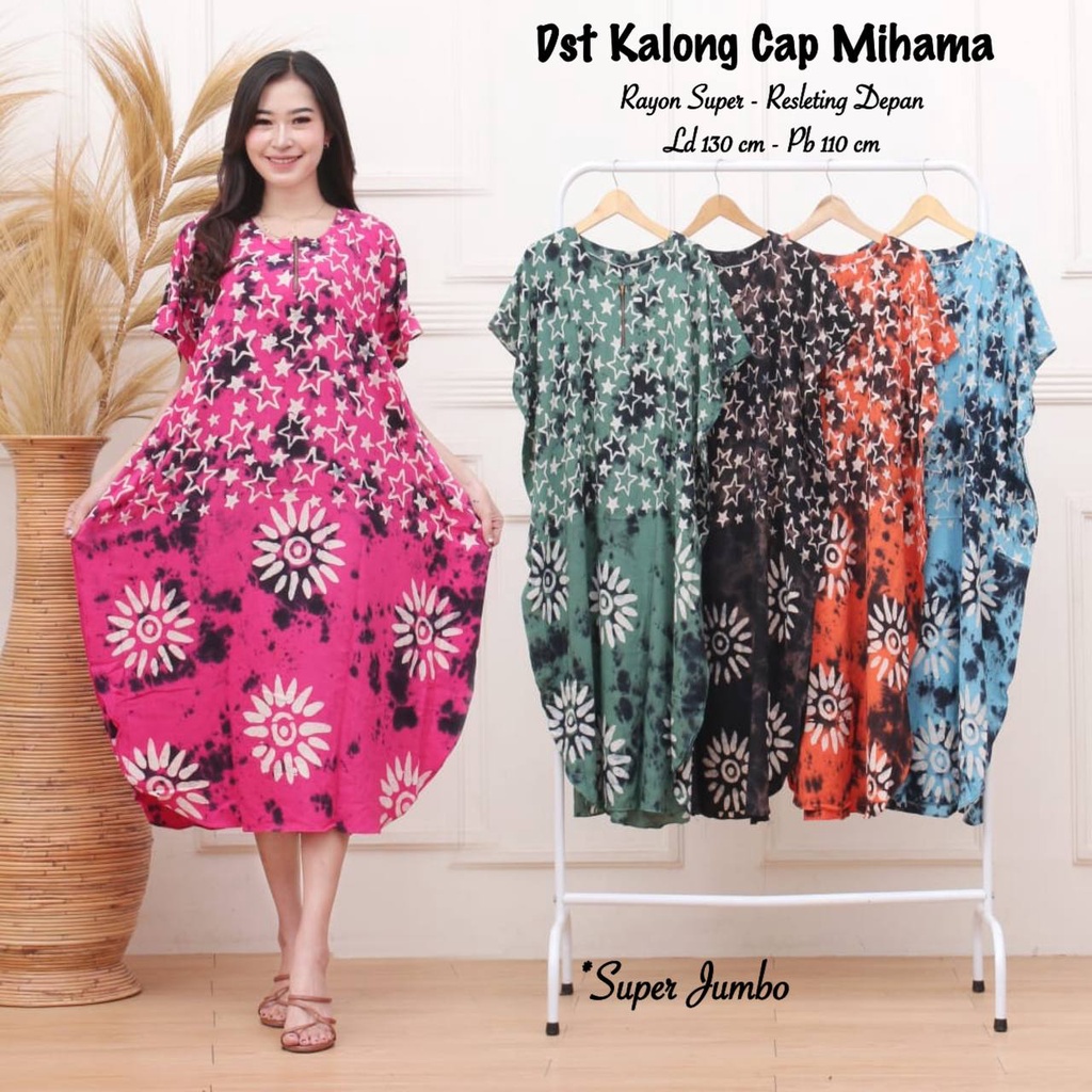 Dress Wanita Kalong Kelelawar Rayon Batik Cap Malaman Daster Busui Bumil Kekinian Terbaru