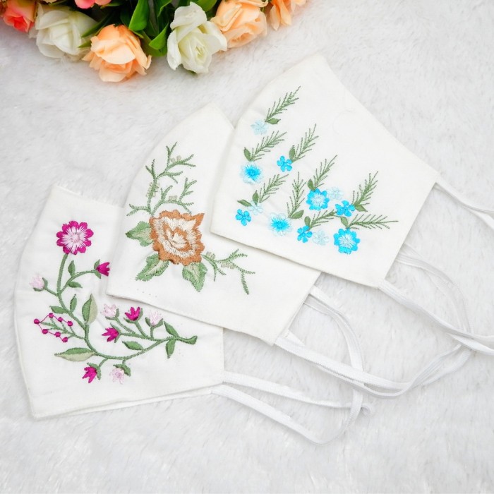 Masker Kain 2 Lapis SULAM BORDIR- Masker Sulam- Masker Bordir