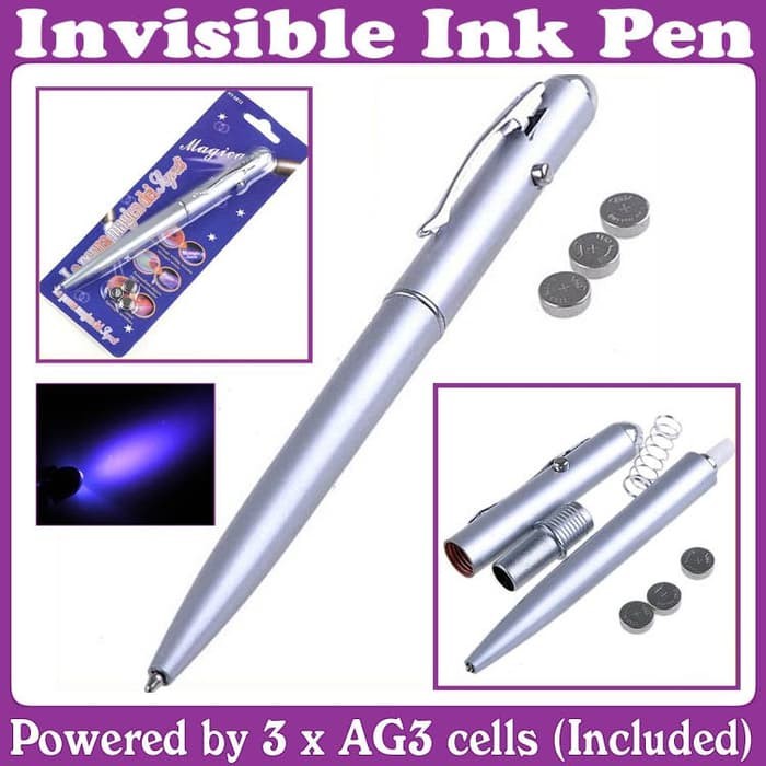 

NEW STOCK 2IN1 INVISIBLE INK PEN + UV LIGHT PULPEN SENTER ULTRAVIOLET RAHASIA