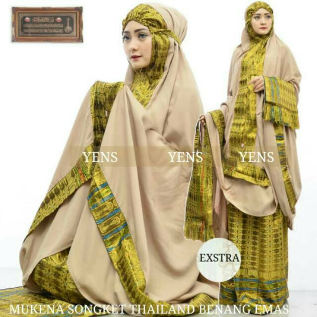 MUKENA SONGKET BENANG EMAS THAILAND FREE SAJADAH  ORI YENS BALI