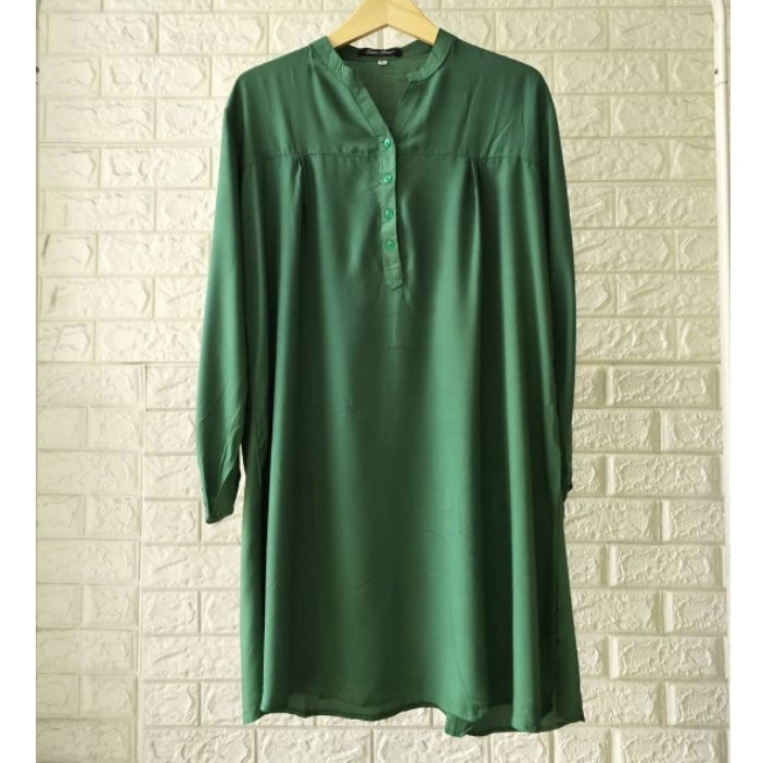 Tunik Polos Rayon - Ijo Botol - Fathin Basic - Tanahabang collection - Tunik Rayon - Atasan Rayon