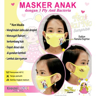 MASKER KAIN EARLOOP ANAK ANAK SABLON ISI 6 Pcs RANDOM 2 