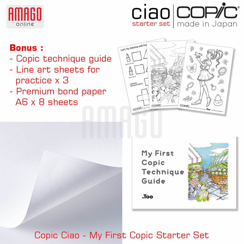 Copic Ciao - My First Copic Starter Set - 10 pcs Copic Ciao + 2 pcs Copic Multiliner Black and Sepia