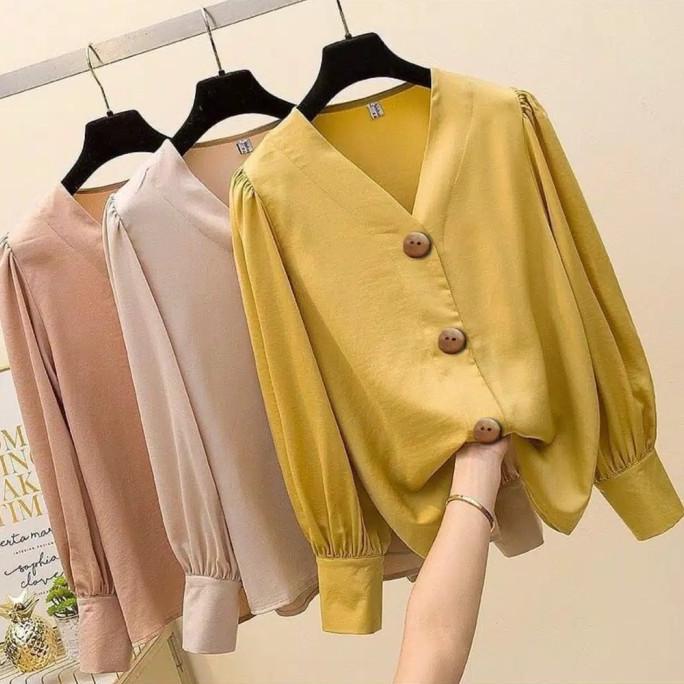 Nn Owly - Baju Atasan Blouse Wanita Korea Import Lengan Panjang Terbar
