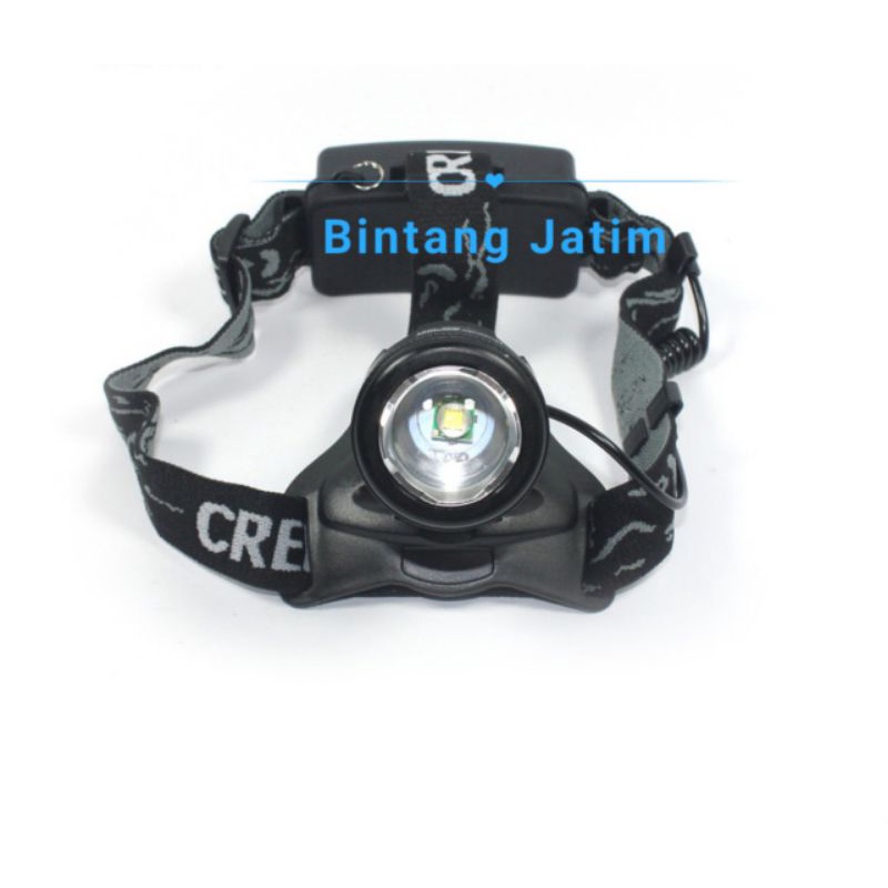 SENTER KEPALA T6 LED ZOOM 2 BATERAI HIGH POWER HEADLAMP 5881 - Hitam