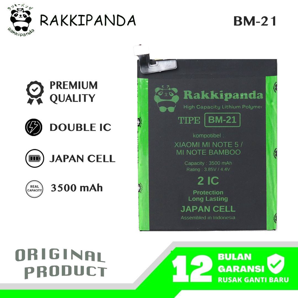 (R/K)- RakkiPanda - BM21 BM 21 Mi Note 5 / Redmi Note Bambu / Mi Note Bamboo Batre Batrai Baterai