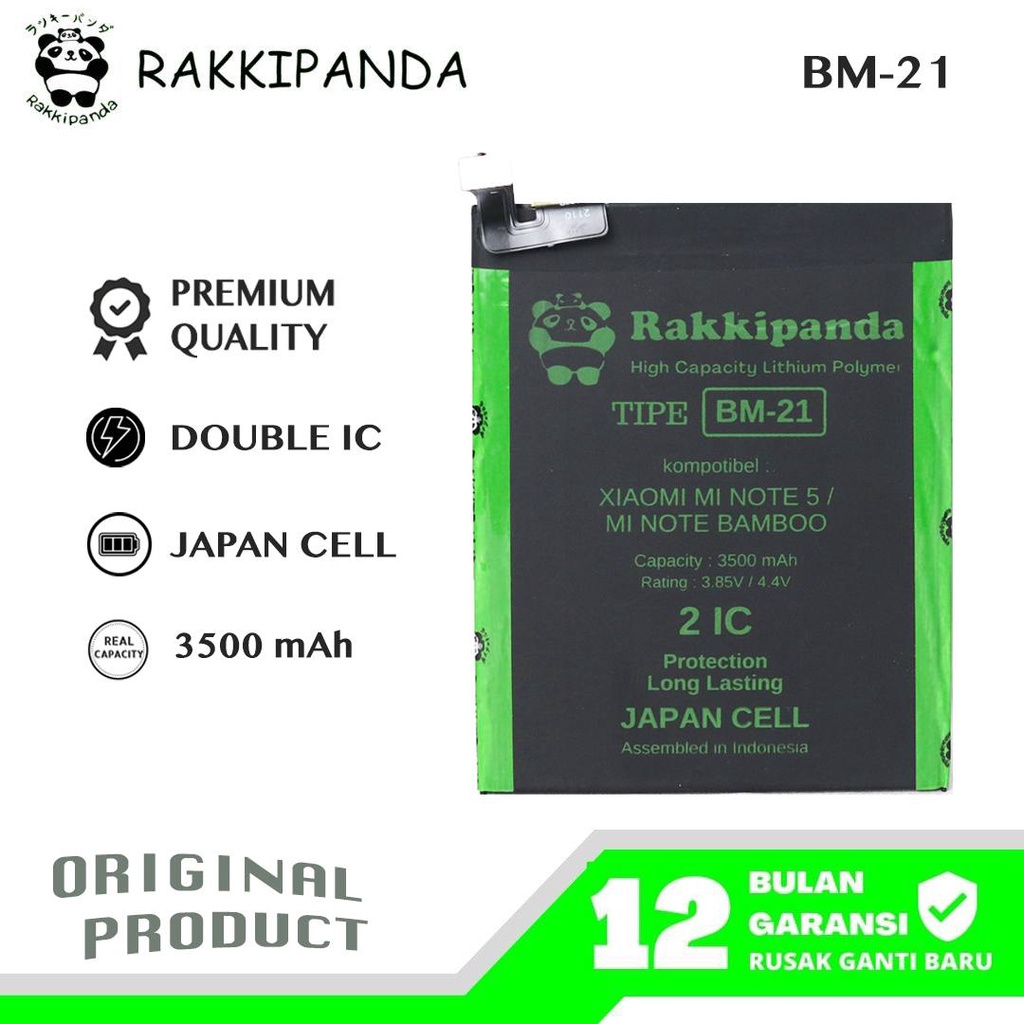 (R/K)- RakkiPanda - BM21 BM 21 Mi Note 5 / Redmi Note Bambu / Mi Note Bamboo Batre Batrai Baterai