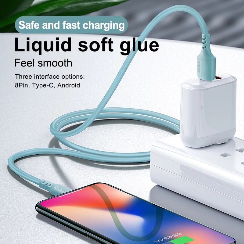 Kabel data D6 Fast Charging Lightning Type C Micro USB 1 Meter kabel cas android macaron color