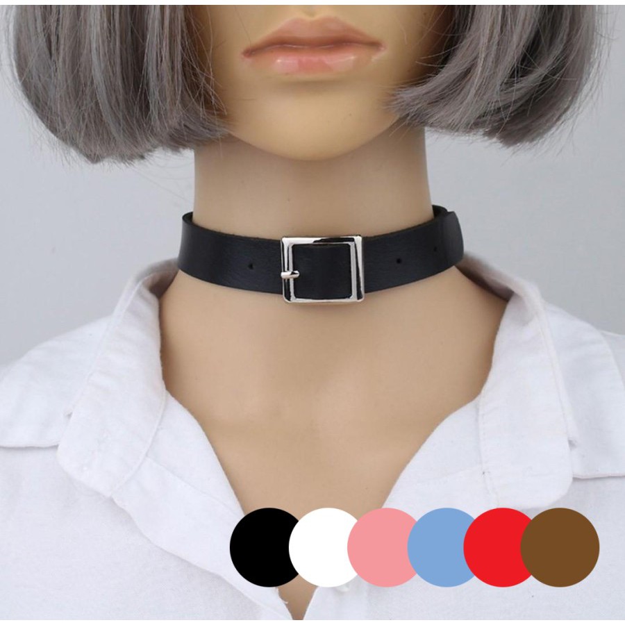 CH-01 kalung choker kulit belt gesper pu leather chocker jepang korea