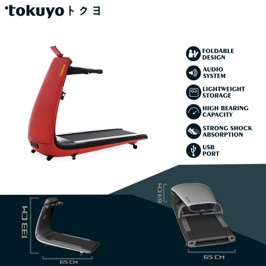 TOKUYO Treadmill TT-300 VESPA Design Japan Quality - Alat Mesin Jogging Lari Cardio Elektrik