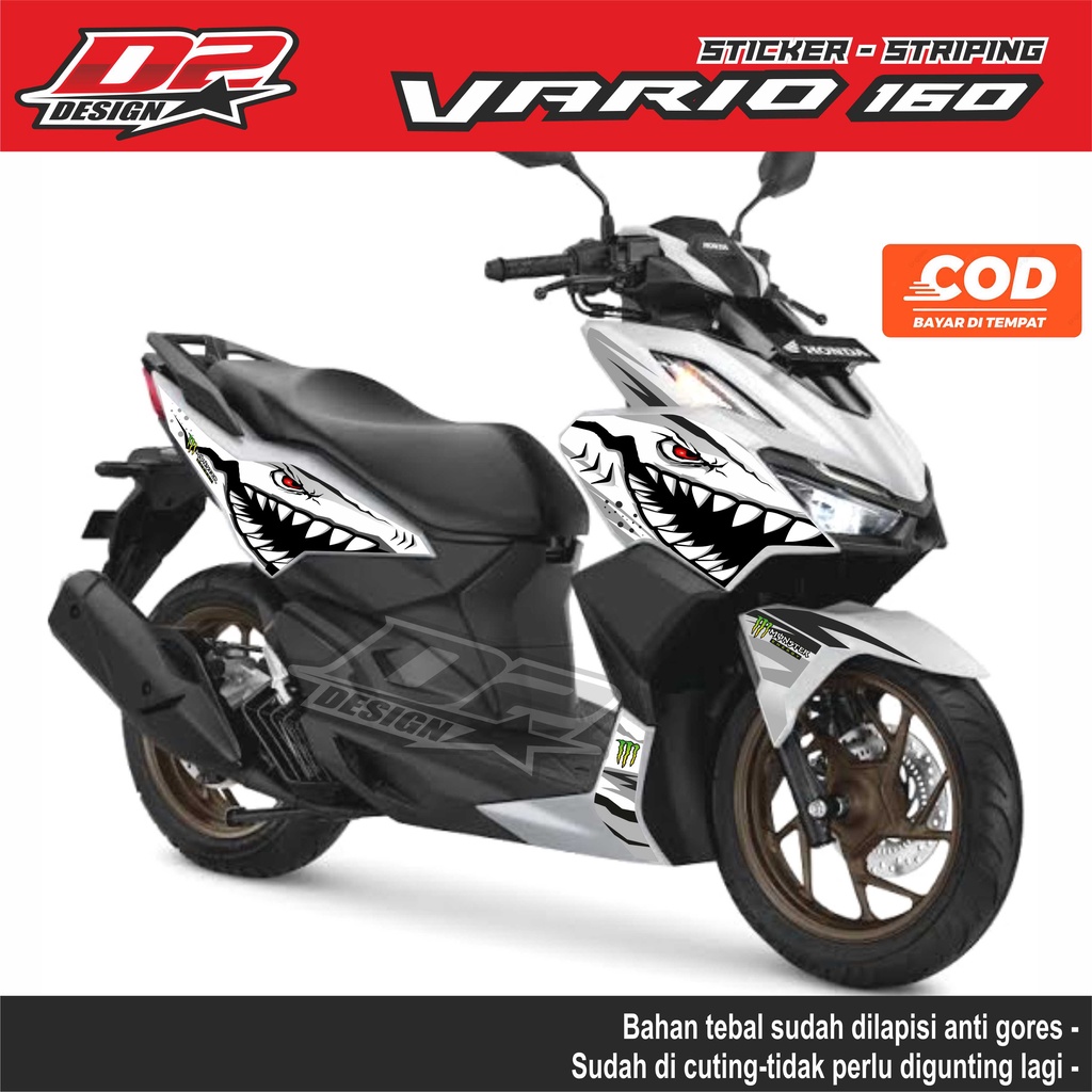 Stiker Striping Vario 160 Shark Hiu putih