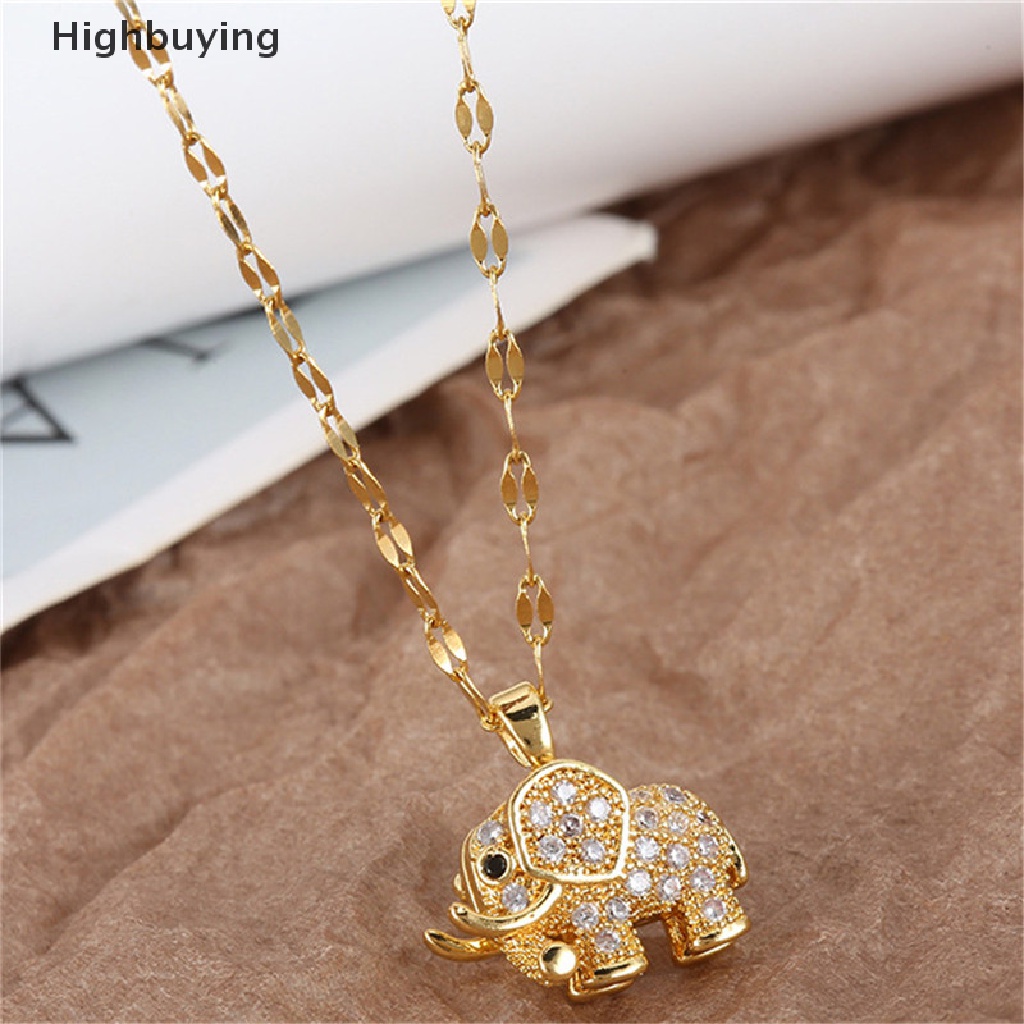 Kalung Rantai Liontin Gajah Bahan Stainless Steel Gaya Vintage Untuk Wanita Glory