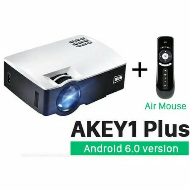 AUN AKEY1 Plus WiFi Proyektor 1080P 1800 Lumens Android 6.0 with Air Mouse - White