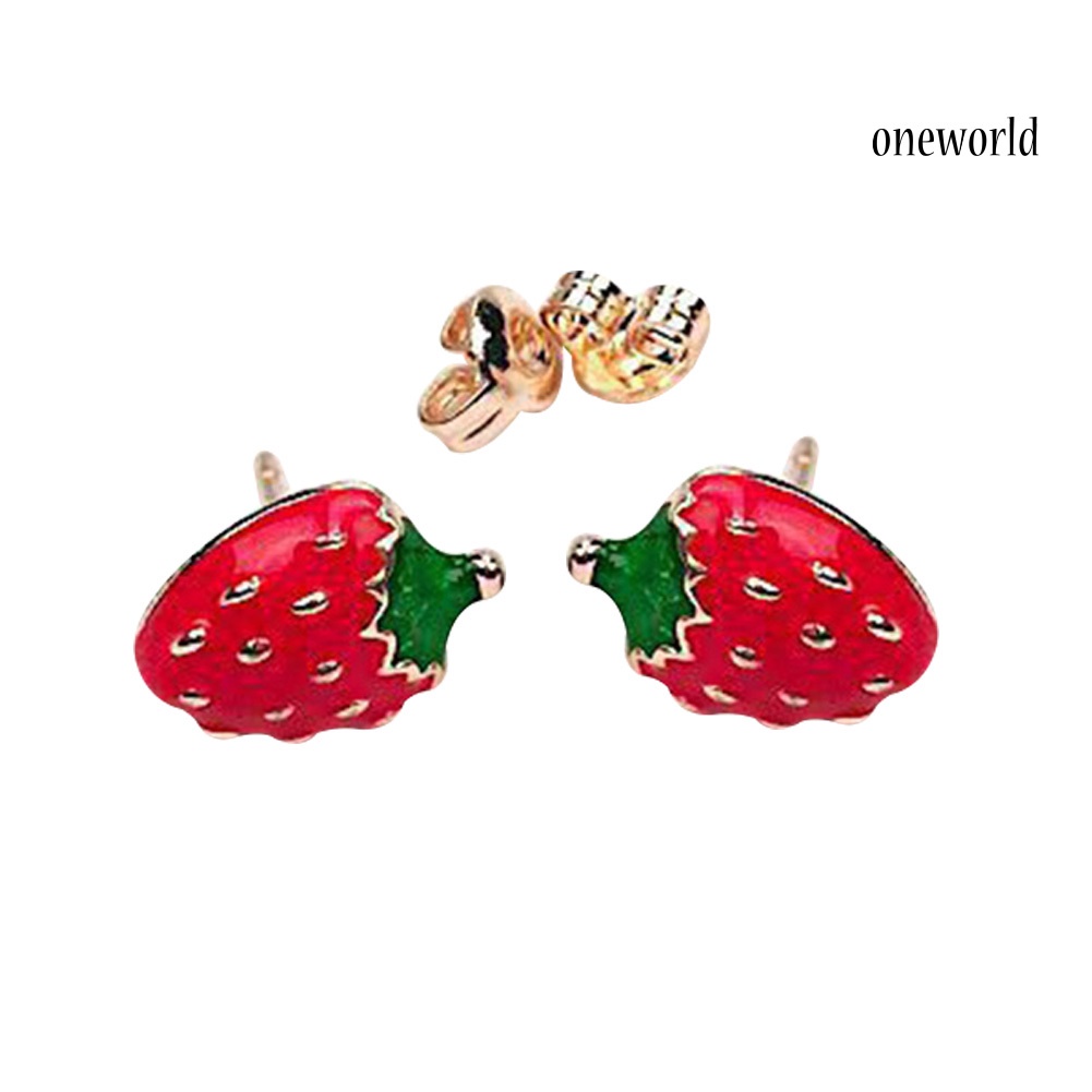 OW# Cute Women Fruit Strawberry Watermelon Ladybird Ear Stud Earrings Jewelry Gift