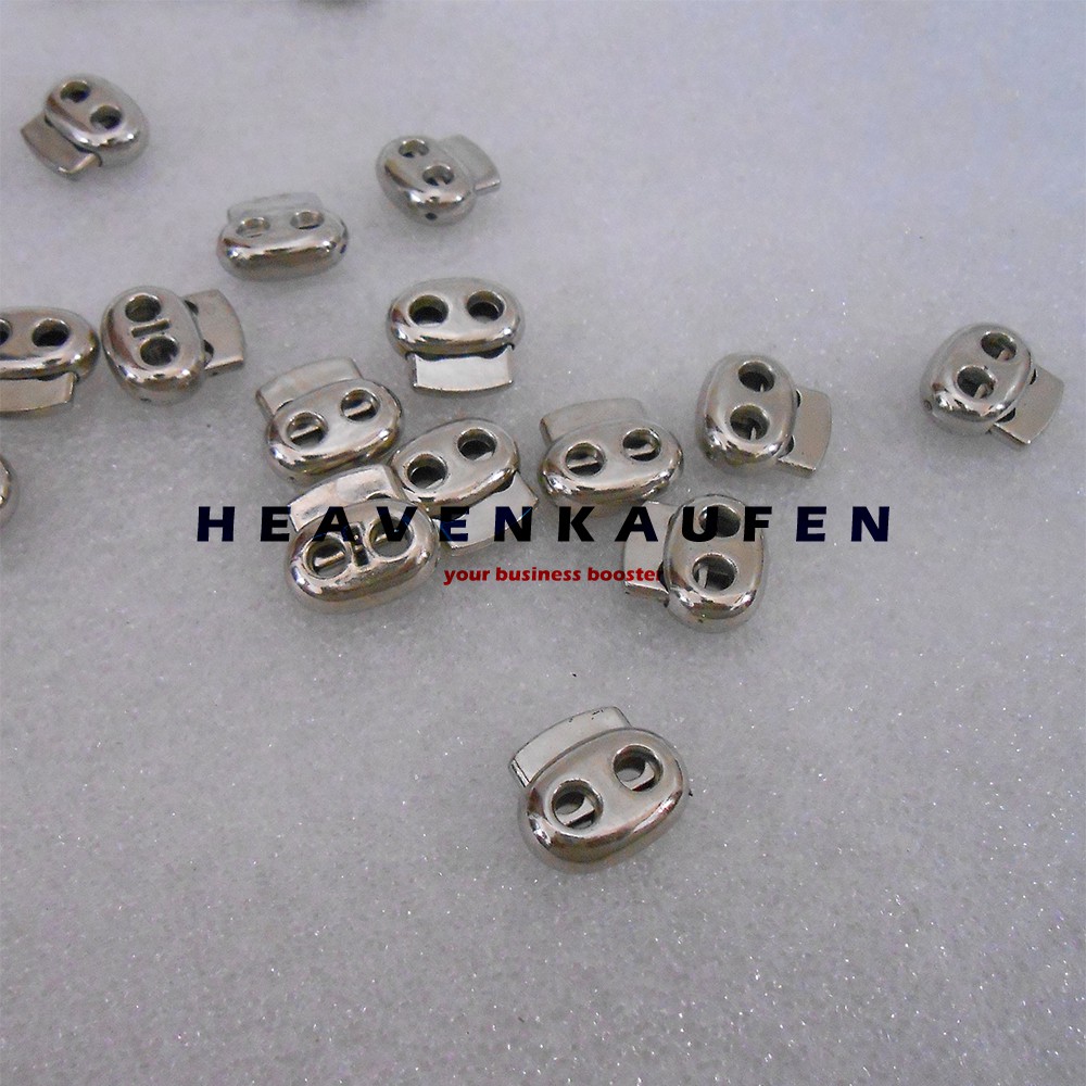 Stopper Tali Kecil Dua Lubang Warna Silver Model Compo Untuk Tali 1,5 mm s/d 3 mm
