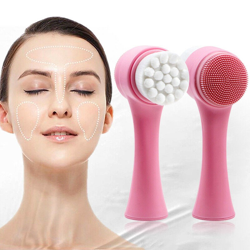 SIKAT PEMBERSIH WAJAH WANITA BRUSH FACIAL ANTI  SILICA GEL JERAWAT DAN KOMEDO