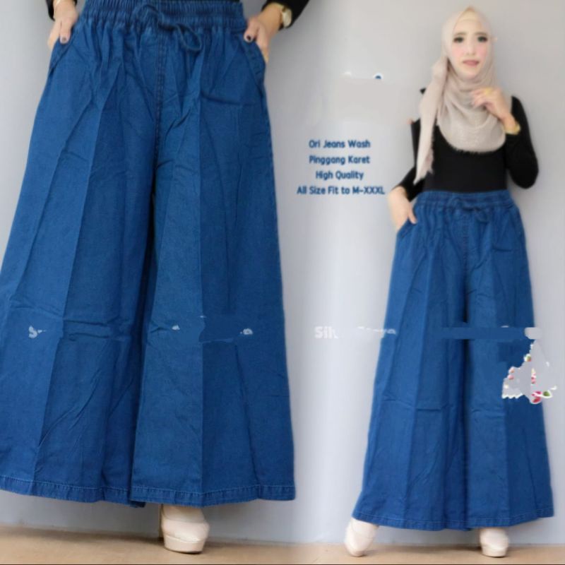 CELANA KULOT JEANS WANITA LEBAR BAWAH