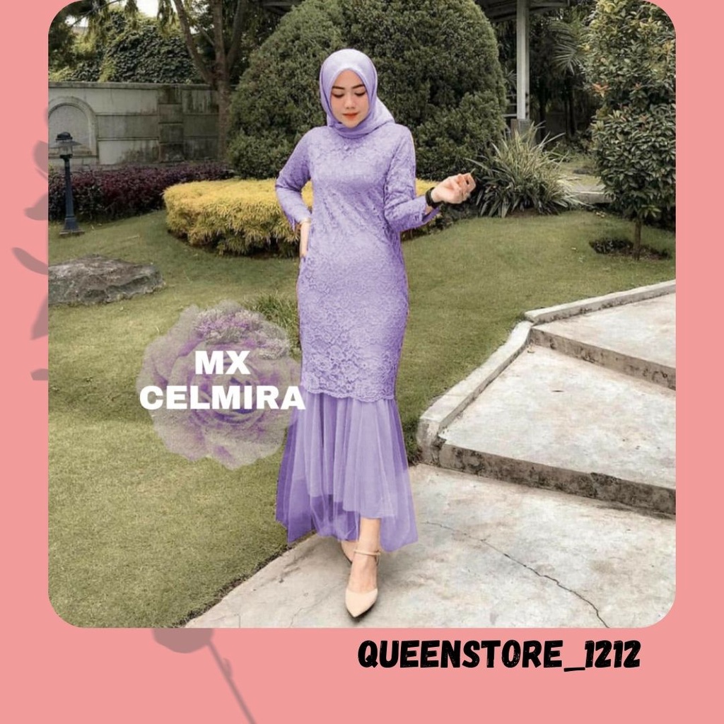 GAMIS BRUKAT PESTA KEKINIAN - MAXI CELMIRA LAVENDER - GAUN BRIDESMAID BAJU KEBAYA BRUKAT MODERN U2Z7