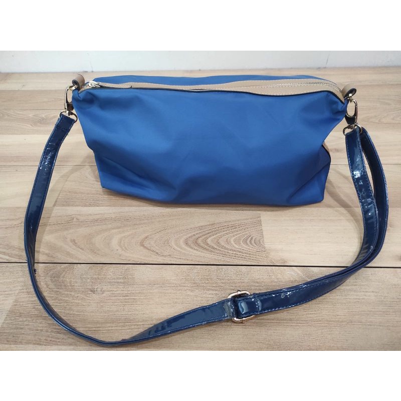 Preloved Tas Sling Bag Renoma Paris Original Blue Electric Nylon & Leather