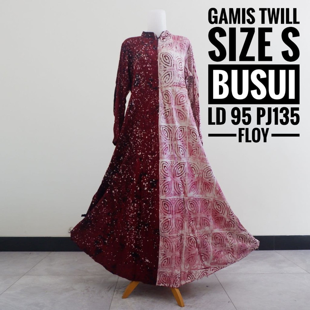 Baju Gamis Wanita Remaja Dewasa Kekinian Syari Raya Lebaran Motif Batik Abstrak Twill Ori Pekalongan