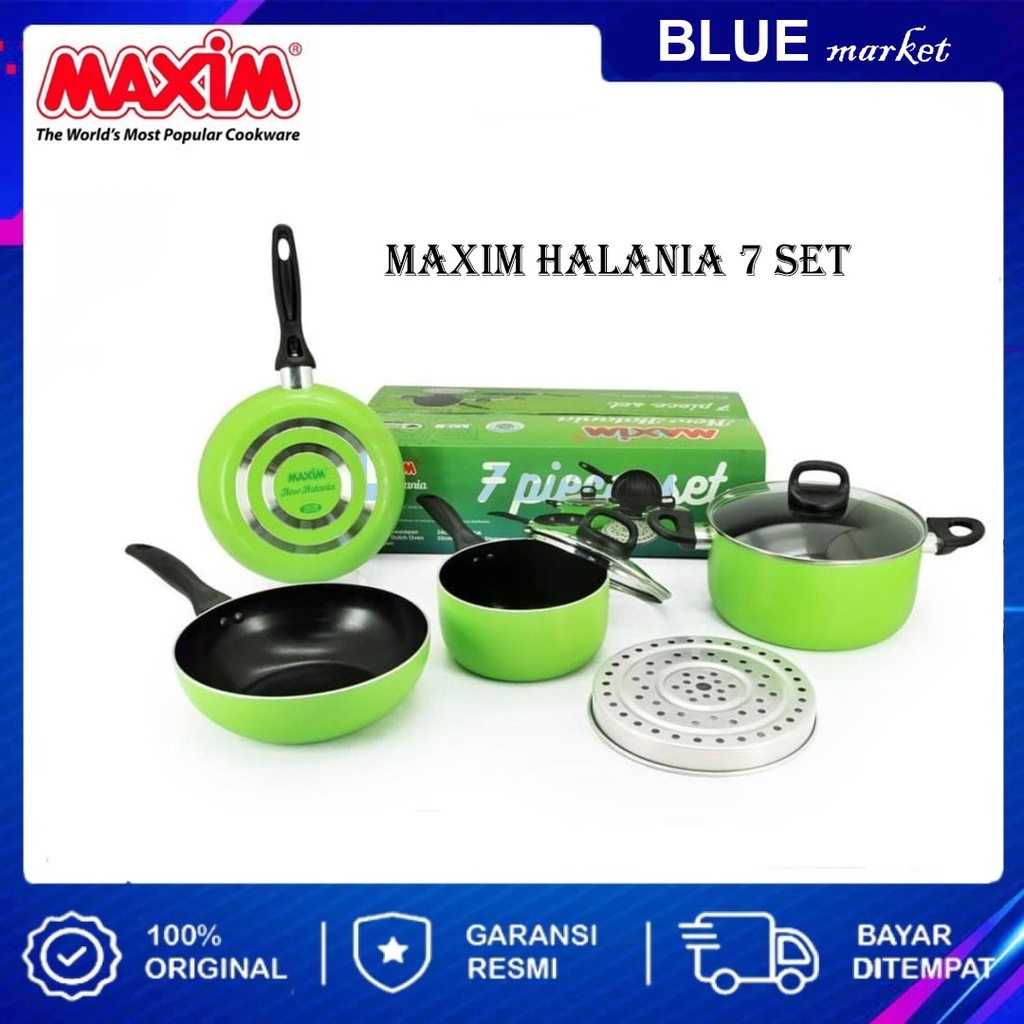 Maxim New Halania 7 Set - Hijau/ Panci set Murah/ Panciset Dapur/ teflon anti lengket