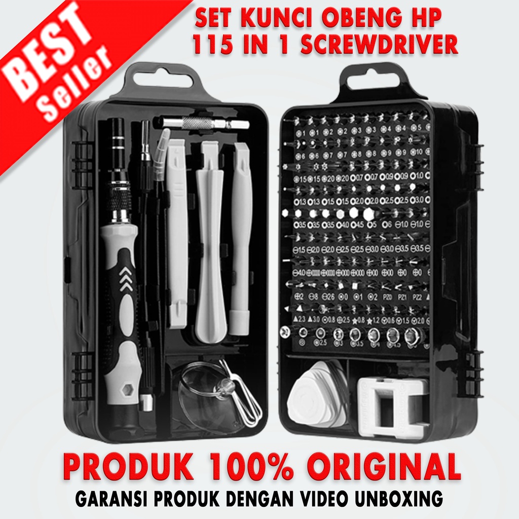 Taffware Obeng Set Hp Alat Reparasi Hp Laptop Lengkap 115 in 1 Screwdriver Kunci Obeng Hp Set